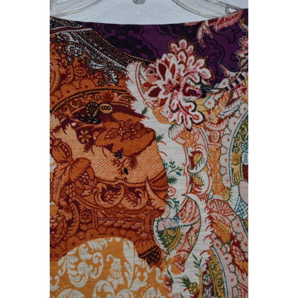 Chicos 1/Mediume Mix Print Tunic Top Multicolor Business Casual 3/4 Sleeve Vneck - Picture 13 of 15